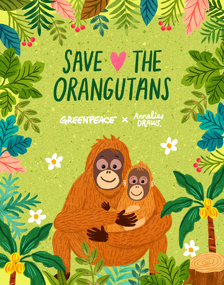 save the orangutans Annalise draws