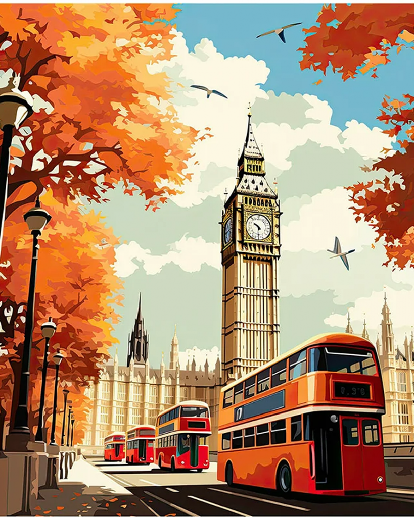 London buses peaches art 