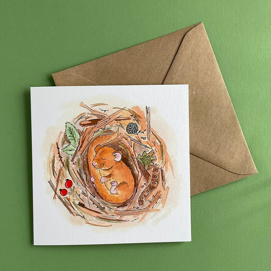 recycled dormouse greetings card