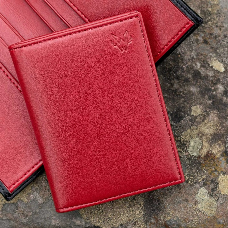 red vegan leather wallet