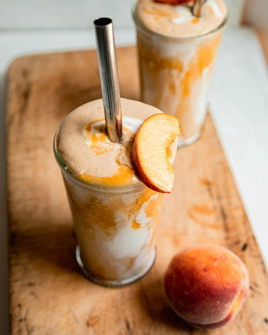 vegan peaches and cream smoothie