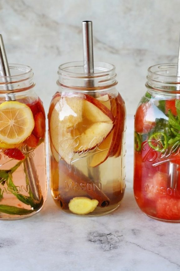 water with infused fruits