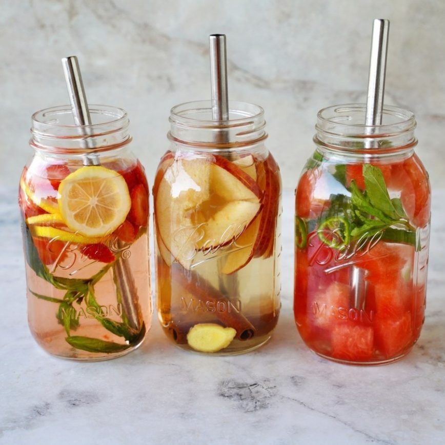 water with infused fruits