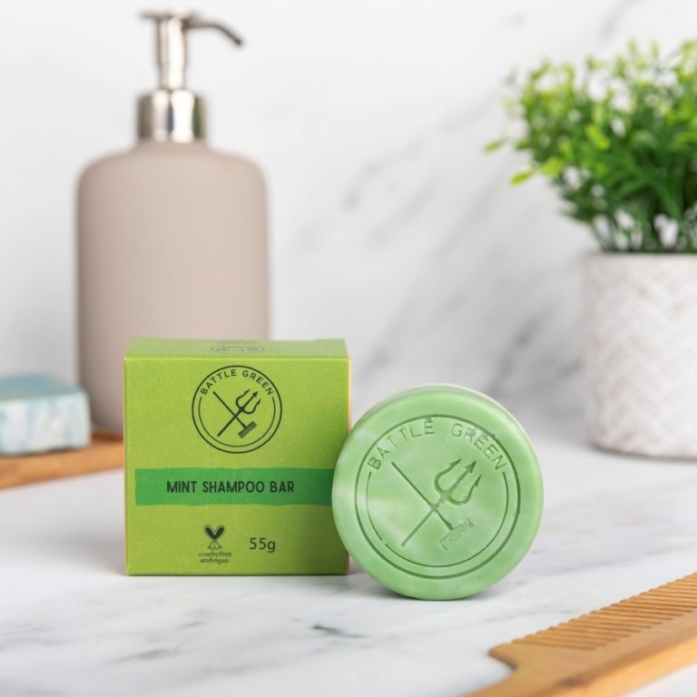 battle green mint shampoo bar