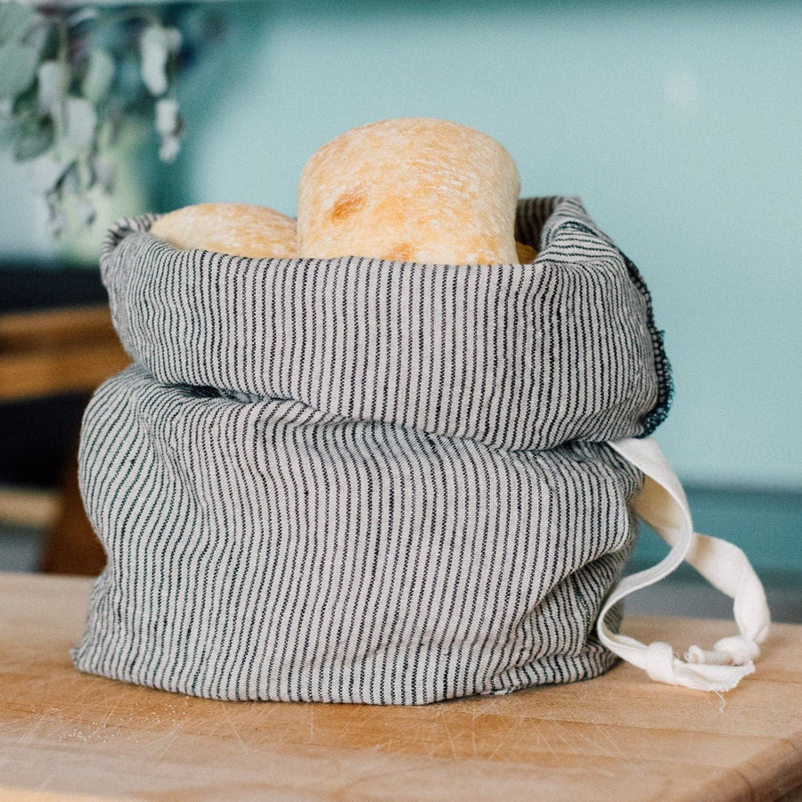 striped bread bag linen