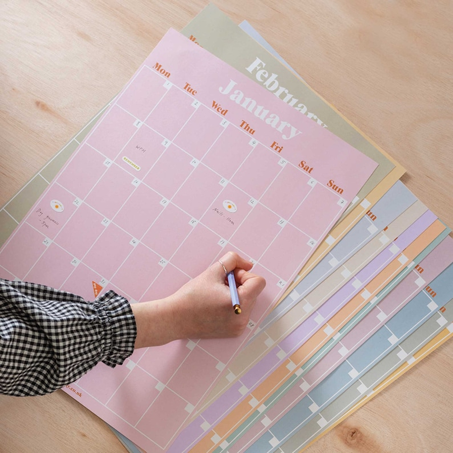 wall planners & diaries printed on recycled paper
