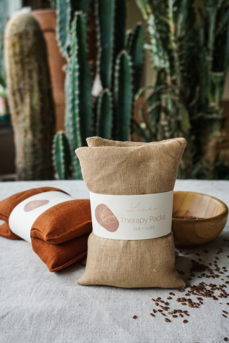 linen heat pads with organic flax seeds