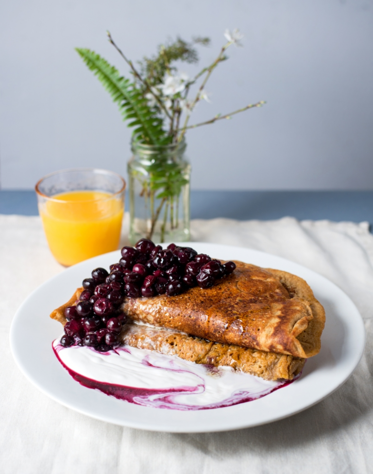 pancakes with blueberry compote