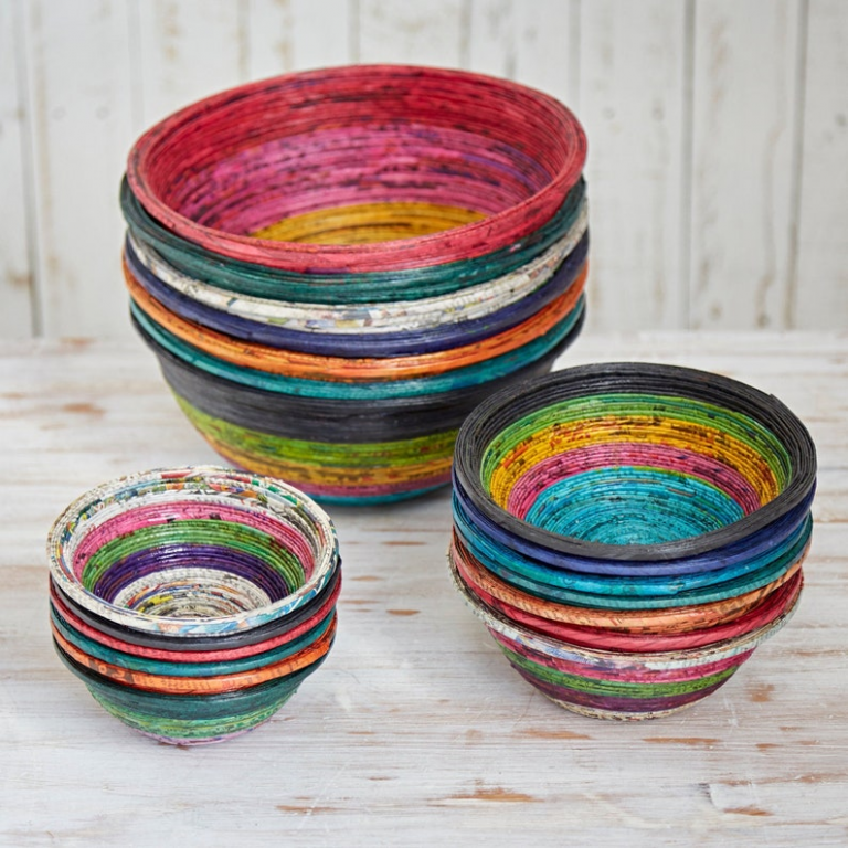 recycled newspaper bowls