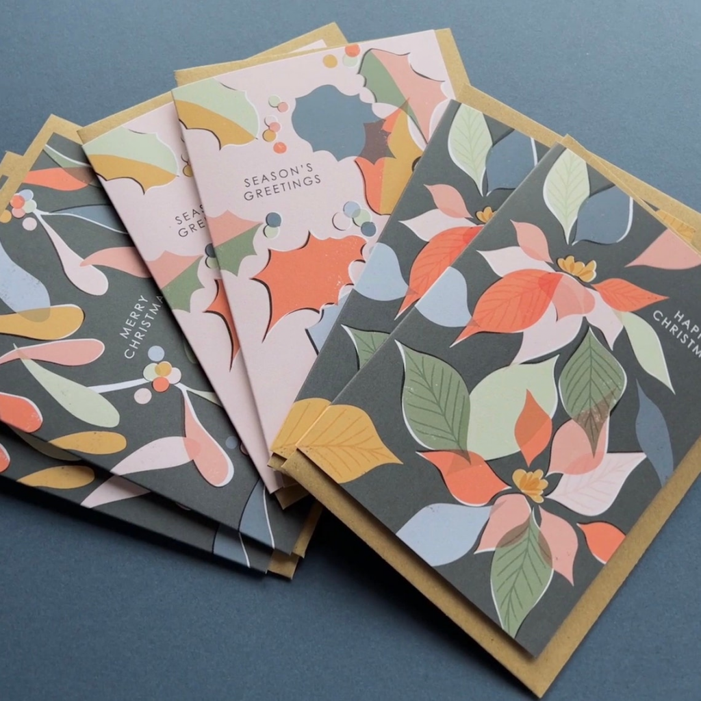 recycled botanical Christmas cards