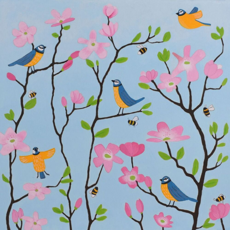bluetits and blossoms Ailsa Black