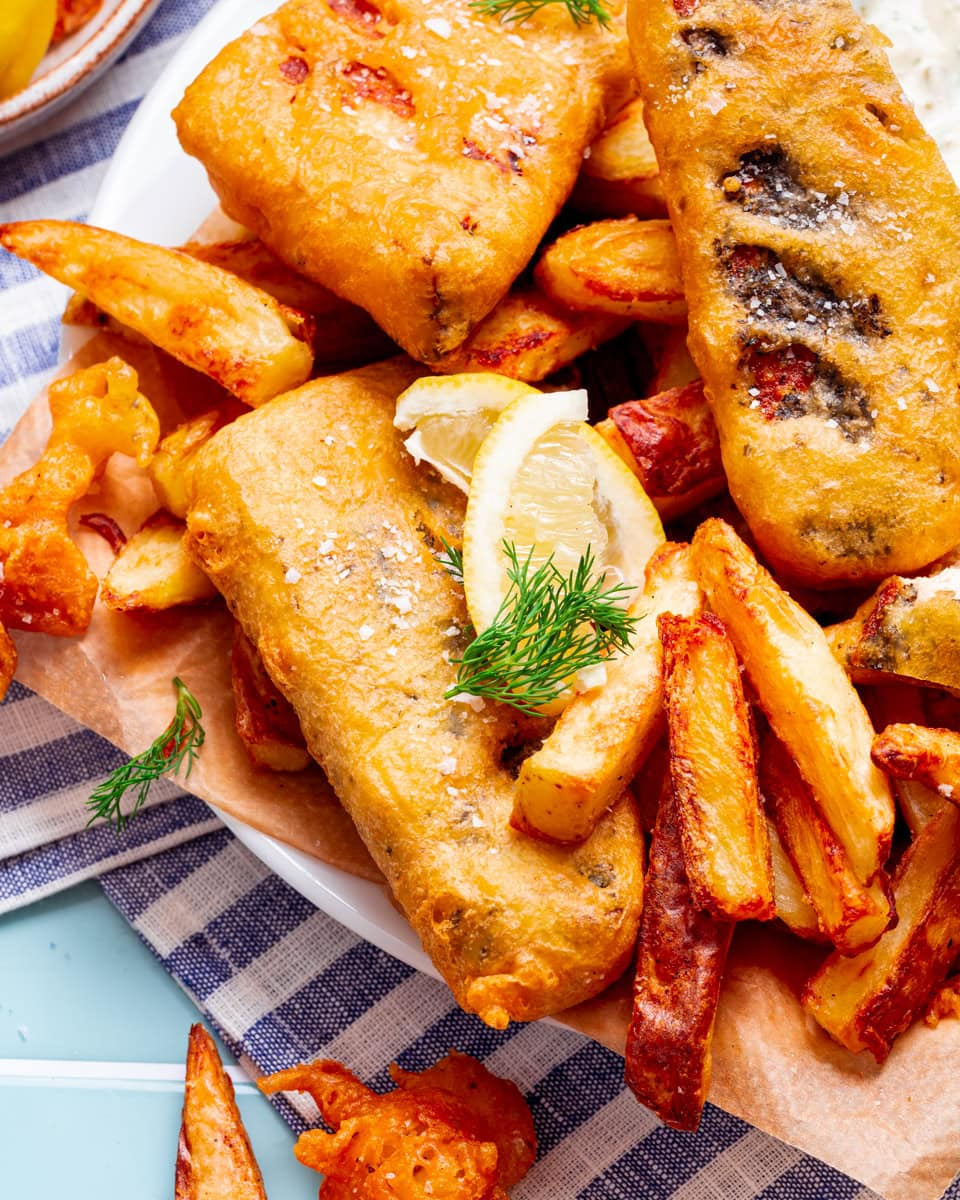 beer-battered vegan fish and chips