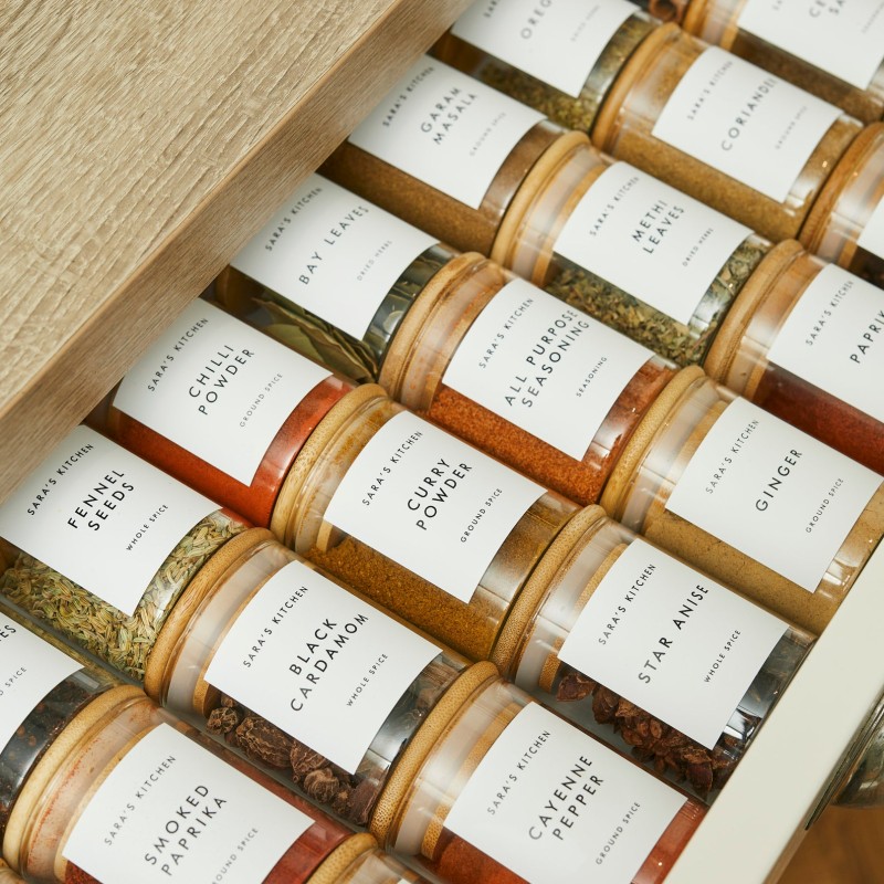 glass herb spice jars