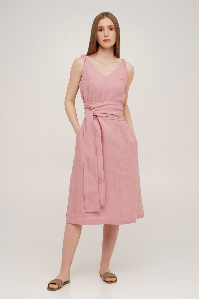 sleeveless linen dress