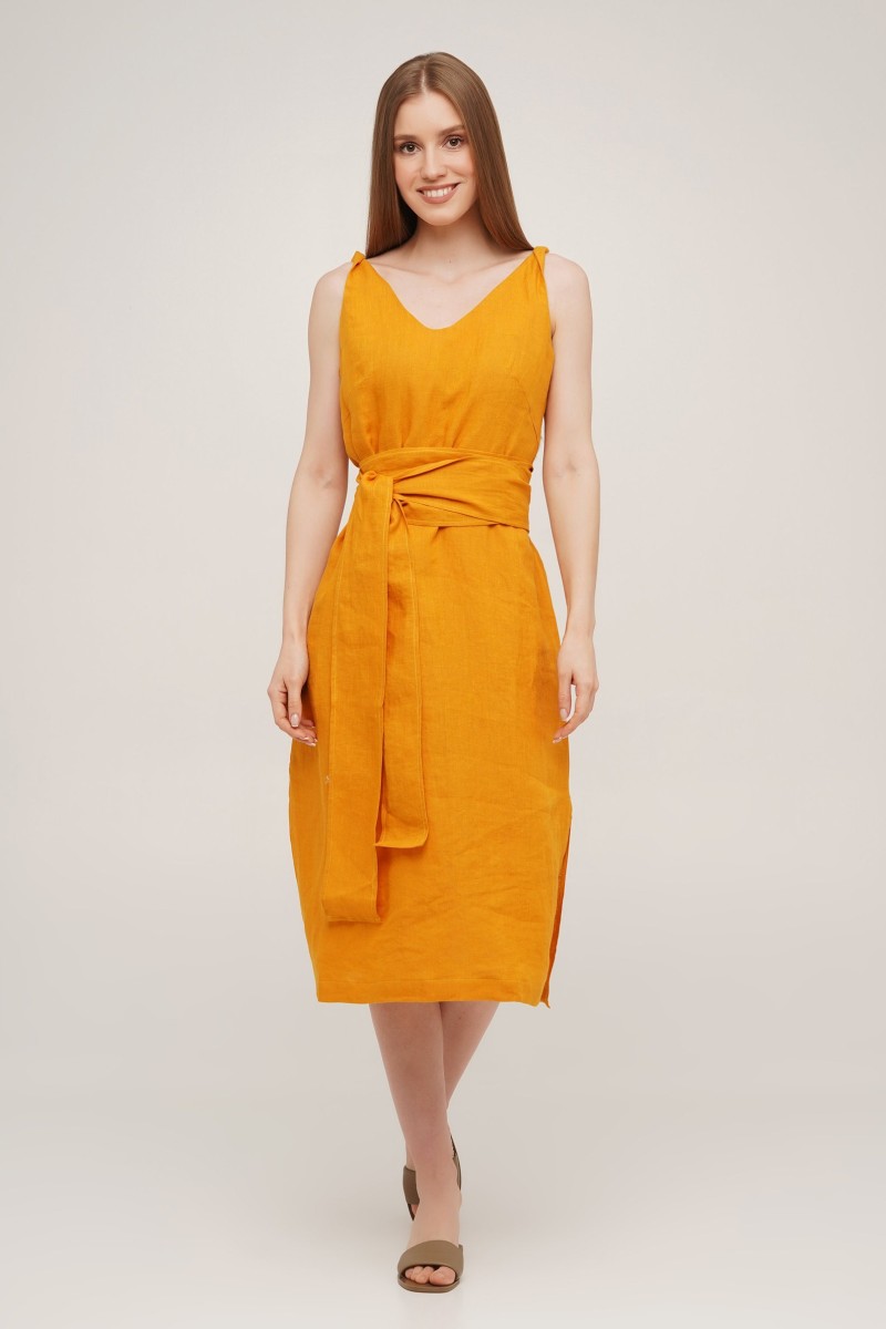 sleeveless linen dress