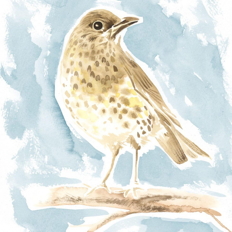 song thrush kissing tree art