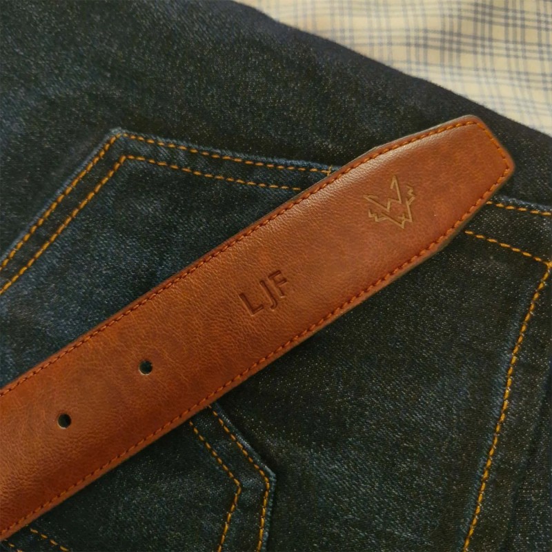 vegan brown leather belt
