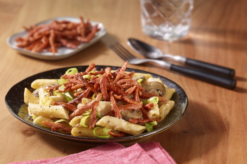vegan penne carbonara