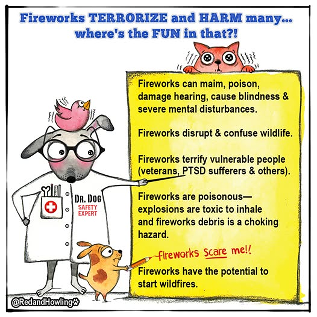 red and howling fireworks