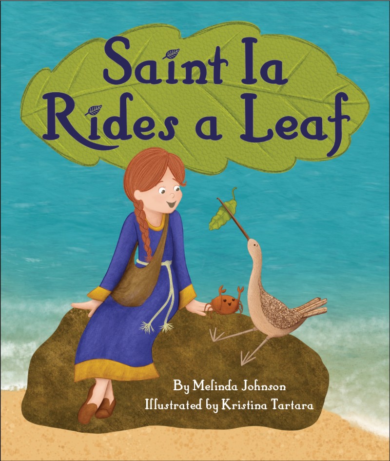 Saint Ia rides a leaf