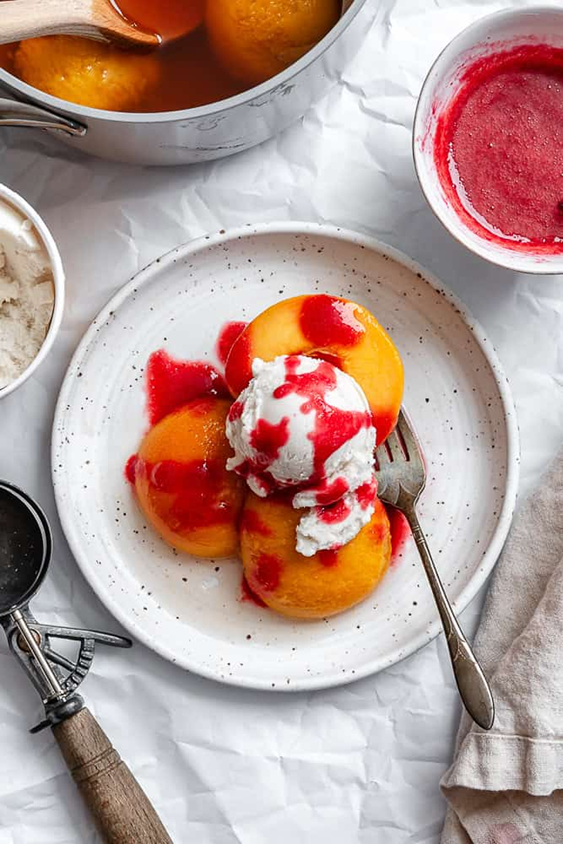 vegan peach melba