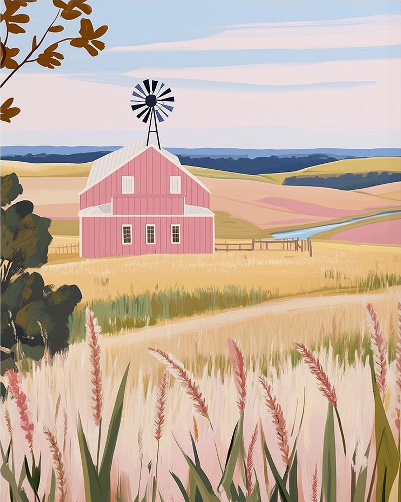 Nebraska farm house Art by Jess