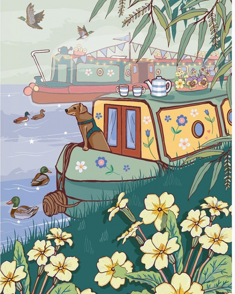 houseboat in spring Art by Angie