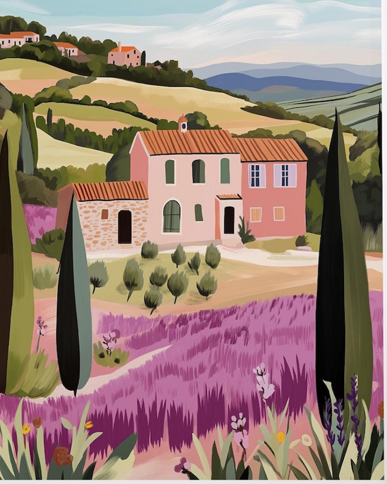 lavender fields art by Jess