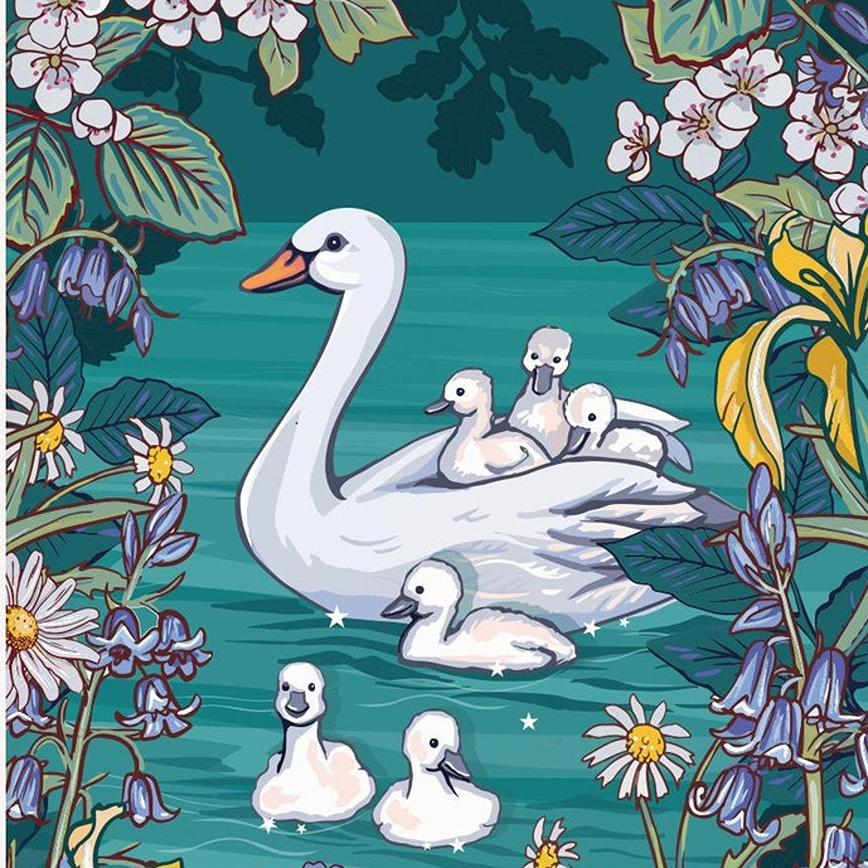 swan and cygnets Art by Angie