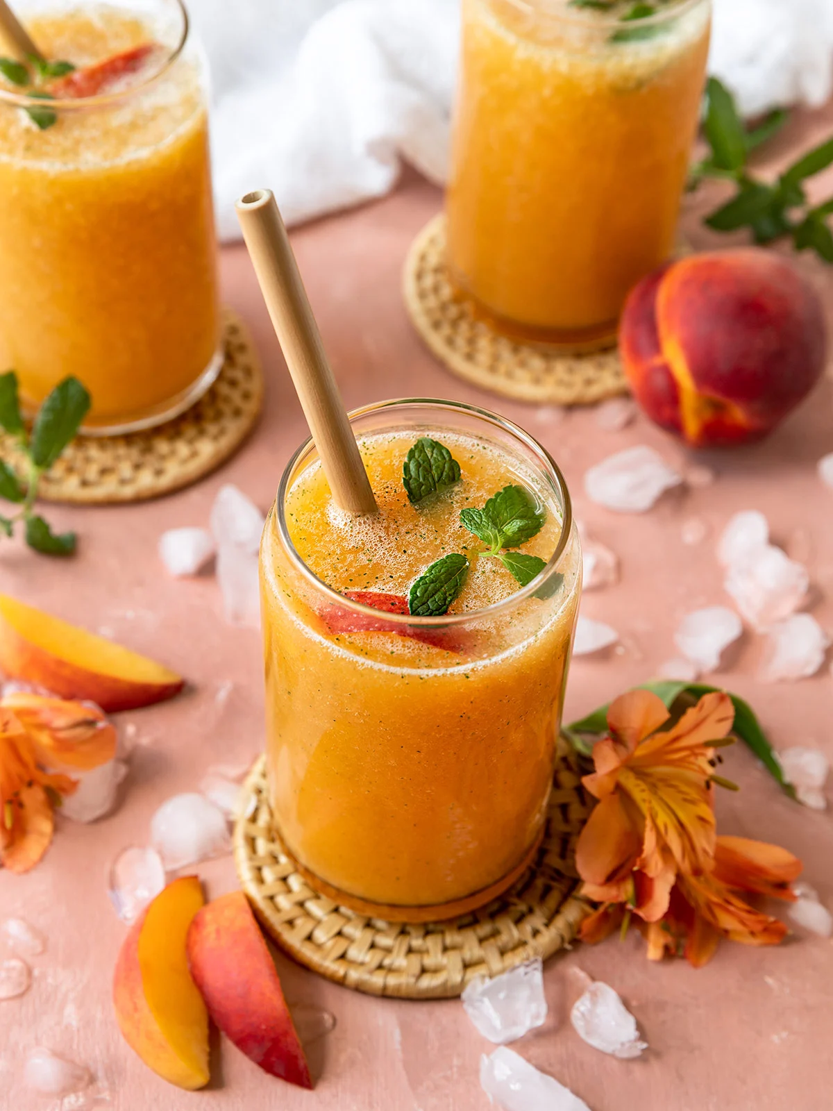 peach mint cocktail
