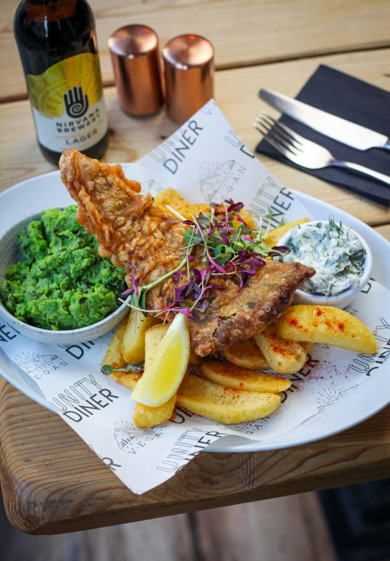 vegan fish and chips Unity Diner