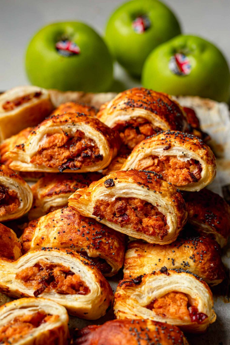 vegan apple pork sausage rolls