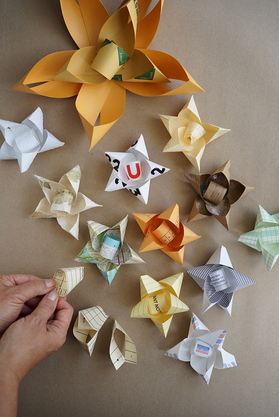 starburst of recycled paper