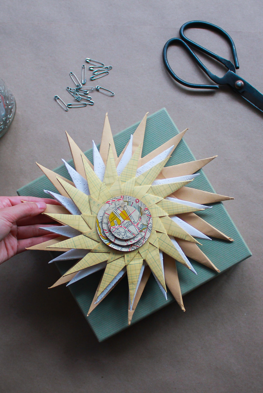 starburst of recycled paper