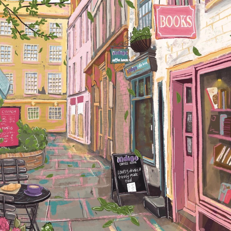 bookshop Cambridge Purple