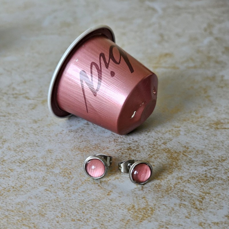 pink coffee pod earrings