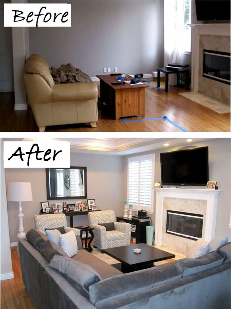 before after living room makeover