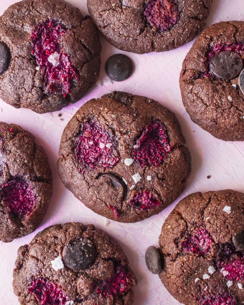 double choc raspberry cookies