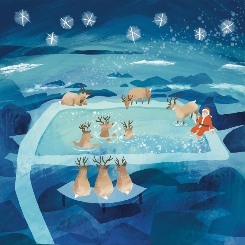 reindeer and Santa Claus