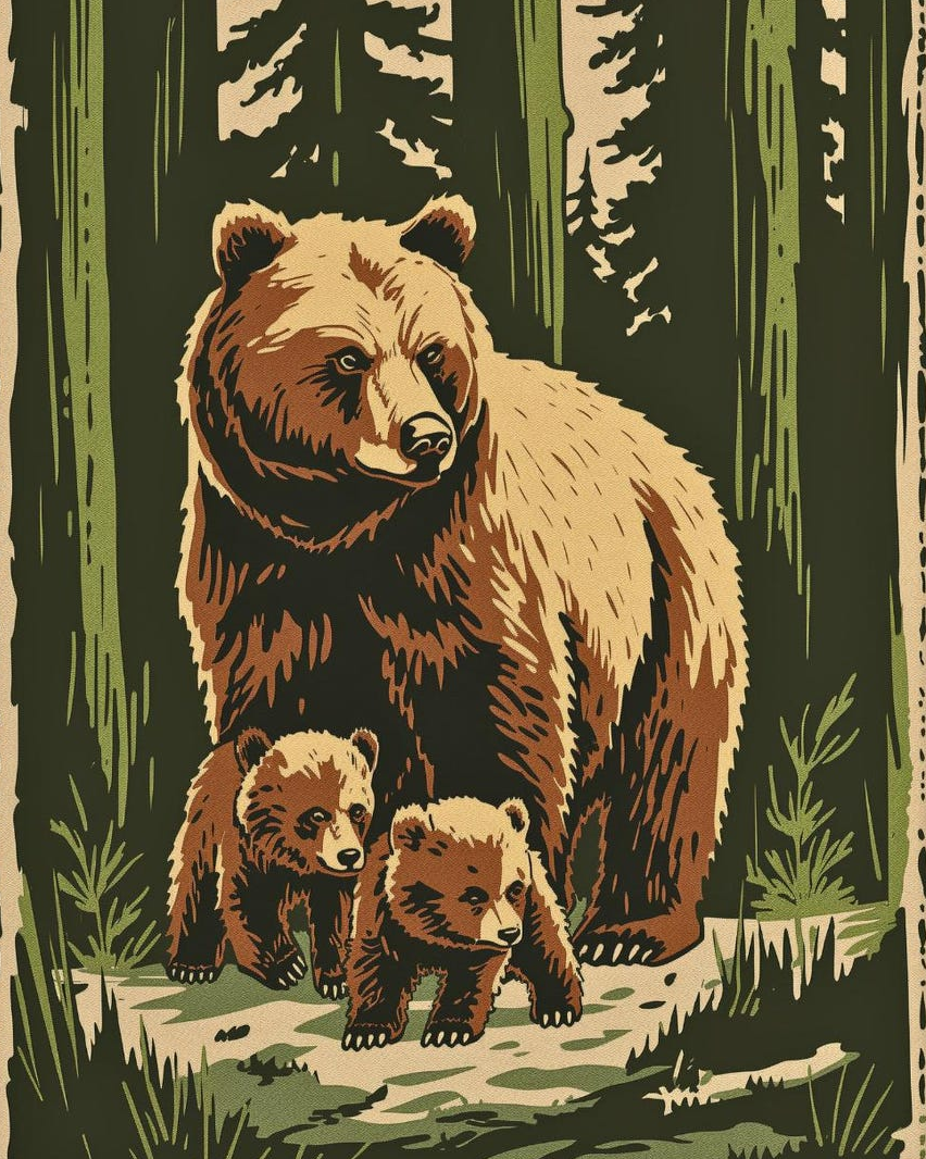 mama bear and cubs