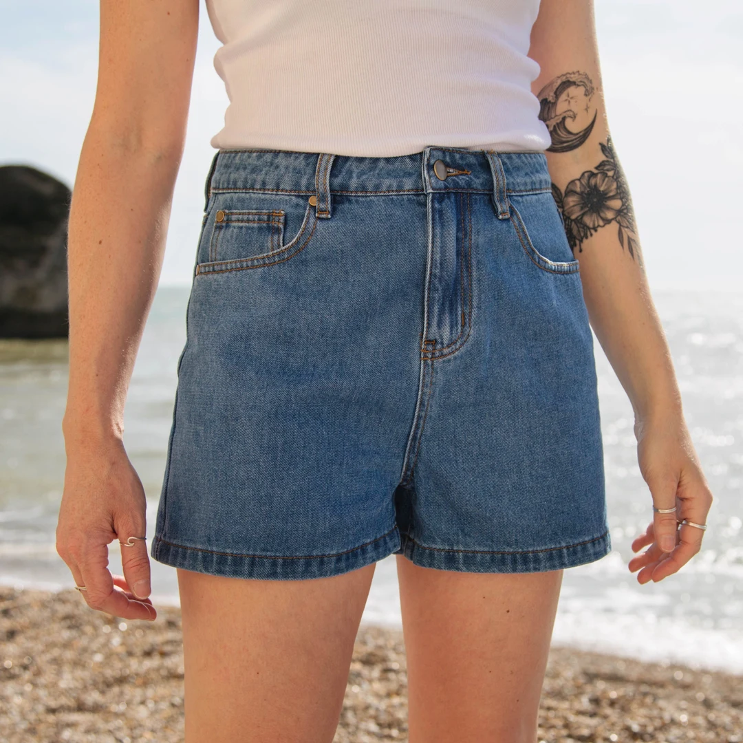 organic cotton denim shorts