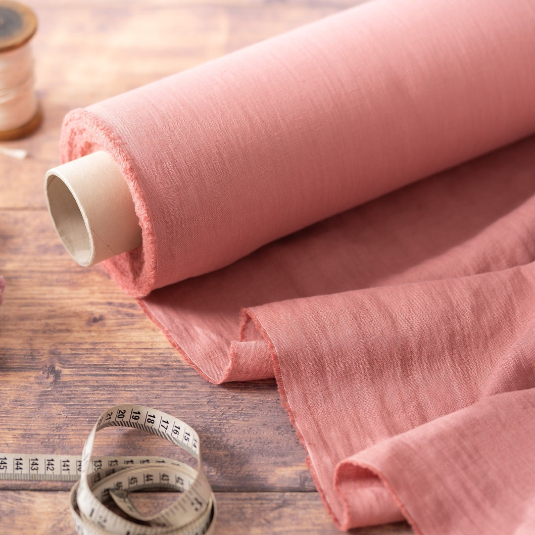 rose pink linen fabric