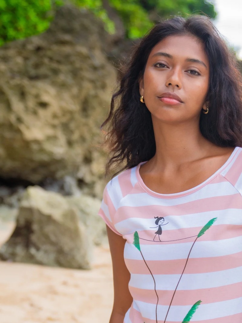 striped pink organic t-shirt