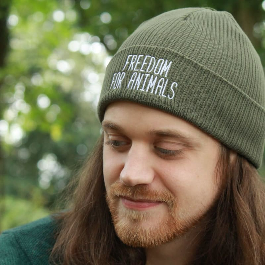 freedom for animals organic beanie
