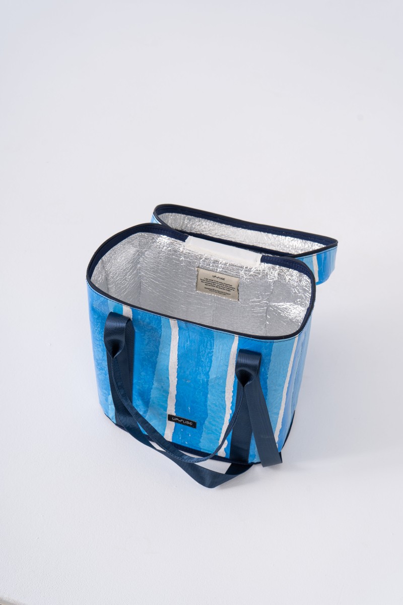 upcycled insulated tote bag