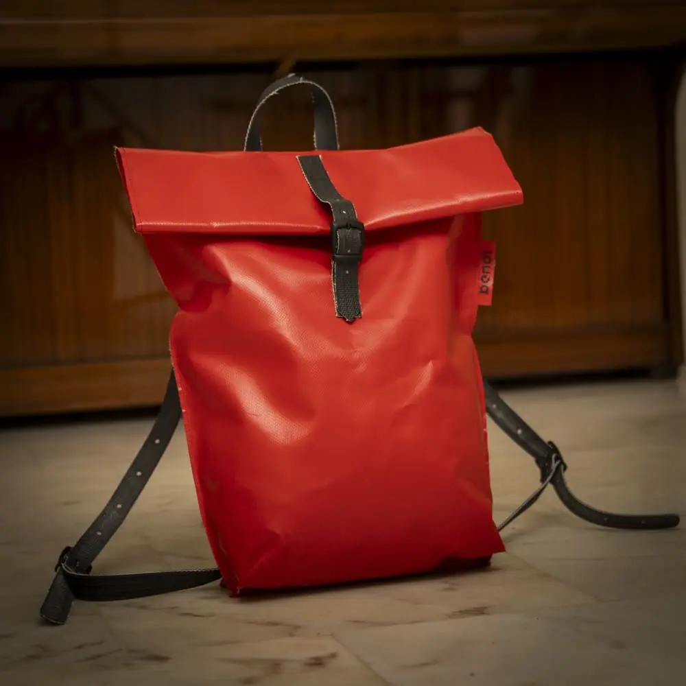 upcycled firehose bag