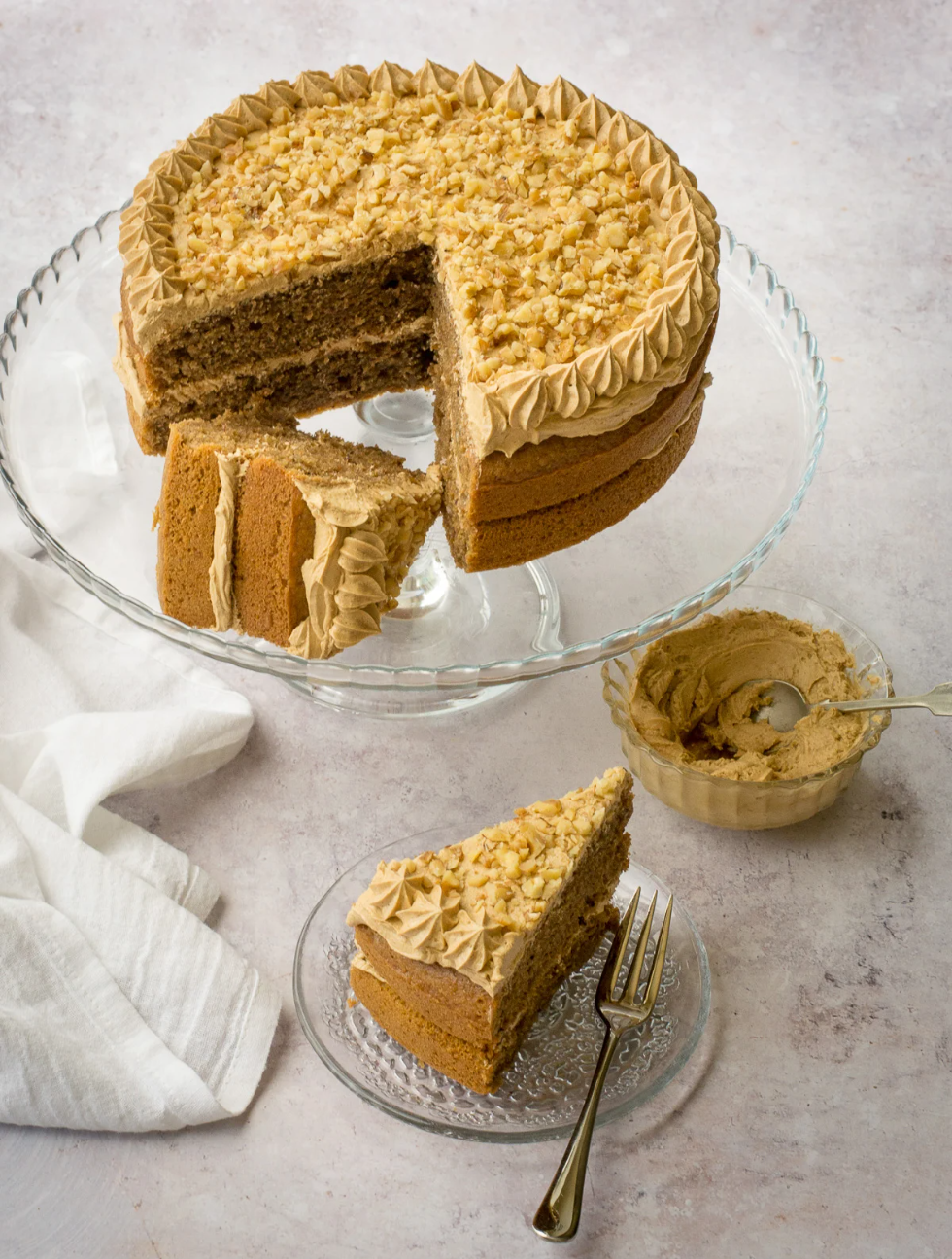 vegan coffee walnut cake