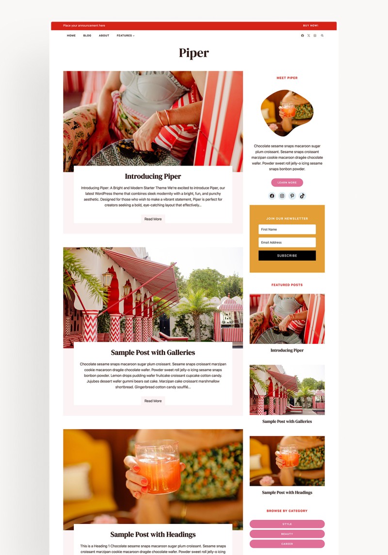 Piper WordPress theme