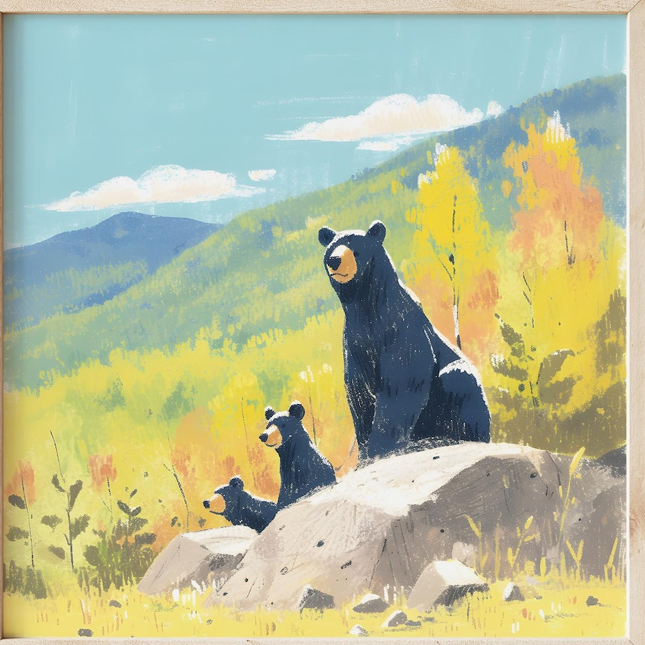black bear and cubs