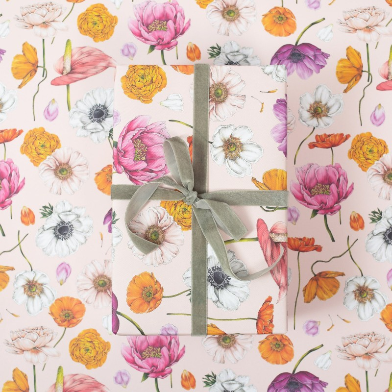 botanical recycled gift wrap